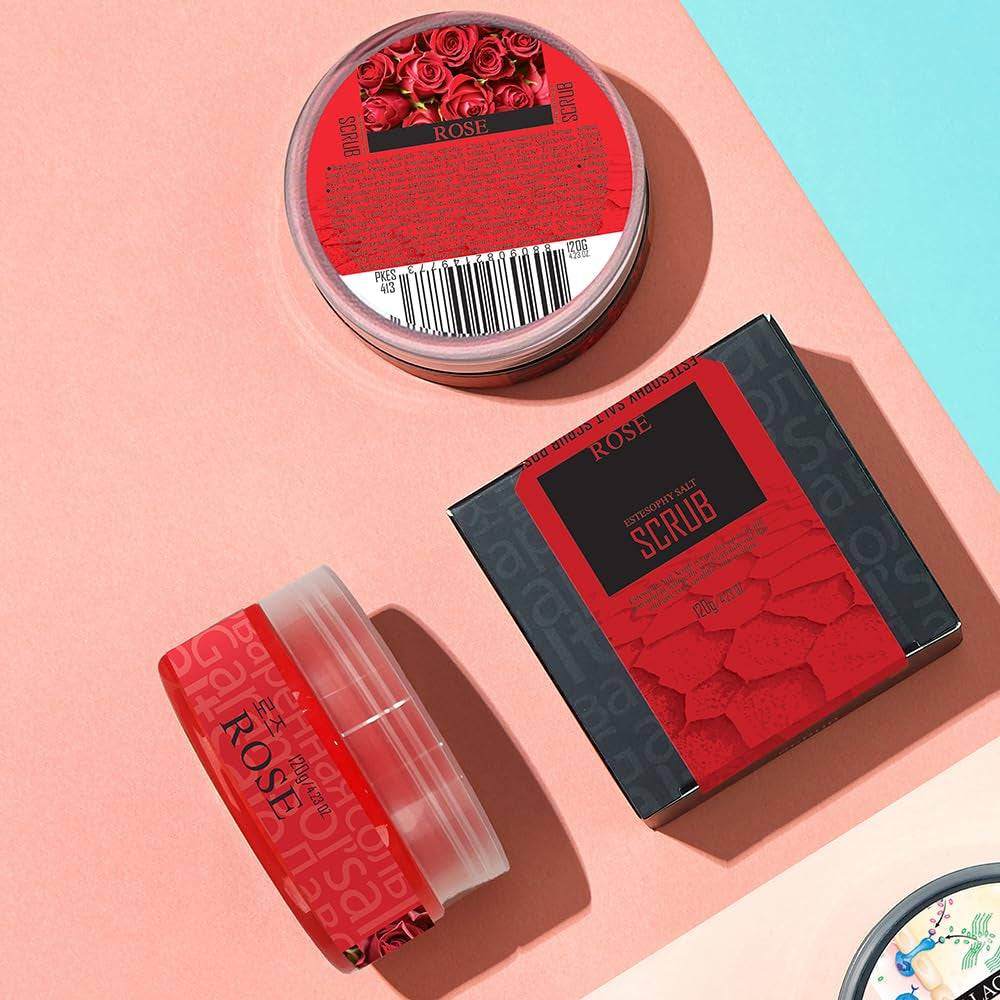 Estesophy Salt Scrub_Rose_Korean Salt Body Scrub, Salt Massge, Salt Soap, Body Care, Rose Salt Shower 4.2Oz (120G)