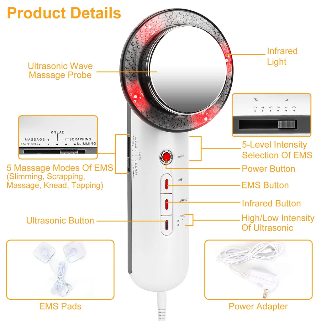 Ultrasonic Body Shaping Machine 3 in 1 Multifunctional EMS Infrared Massager