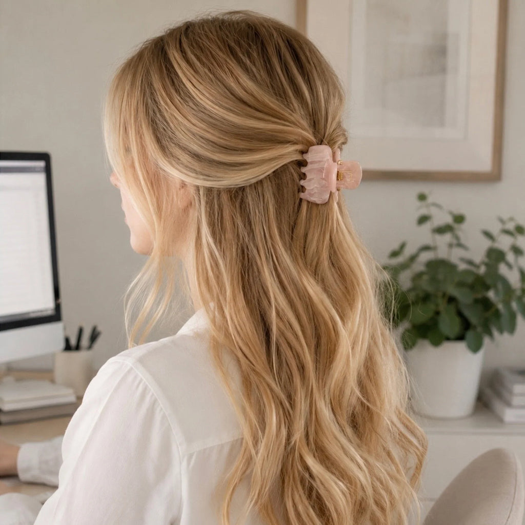 Marble Hair Claw Clip Set – 3 Piece