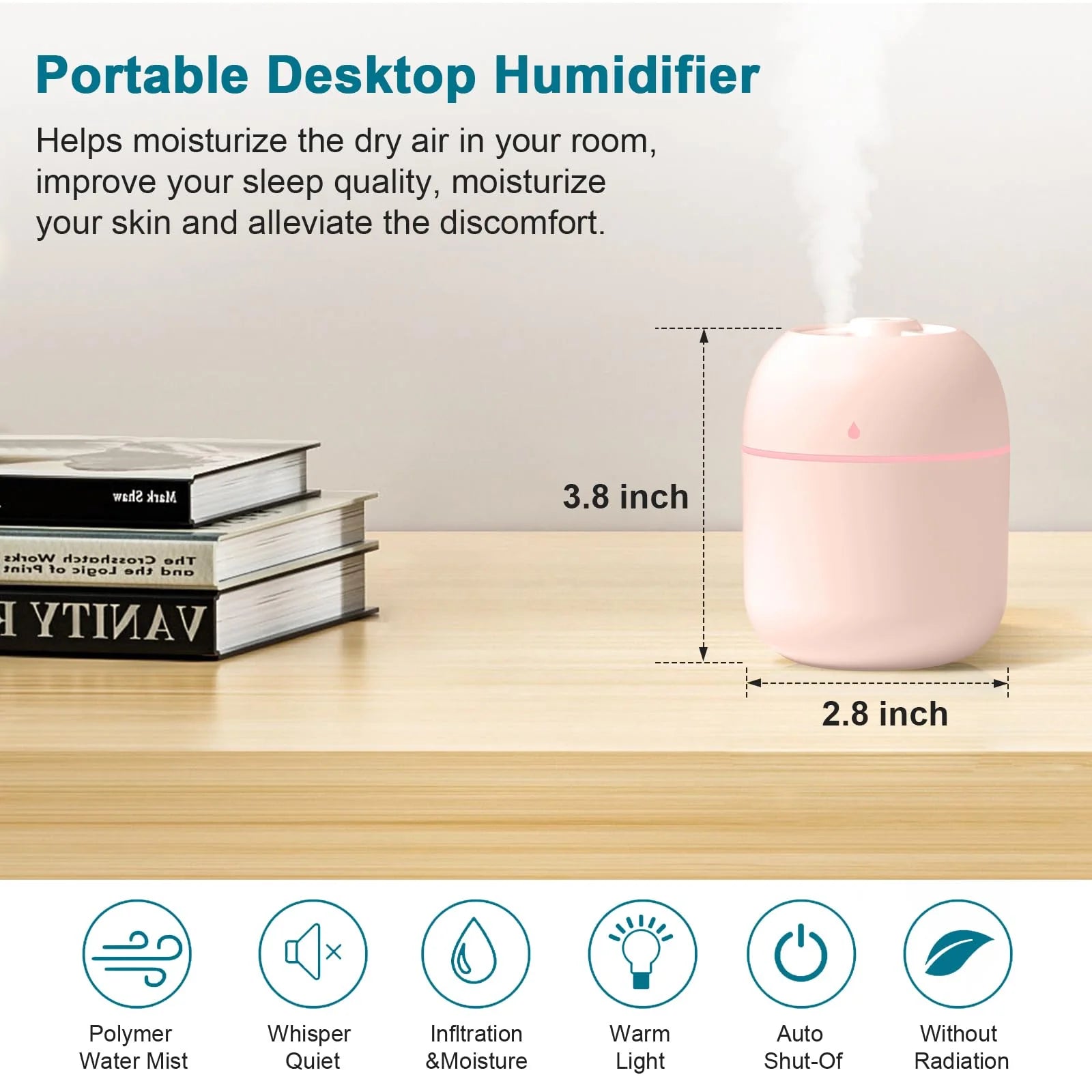 Portable Mini Desktop Humidifier 220Ml