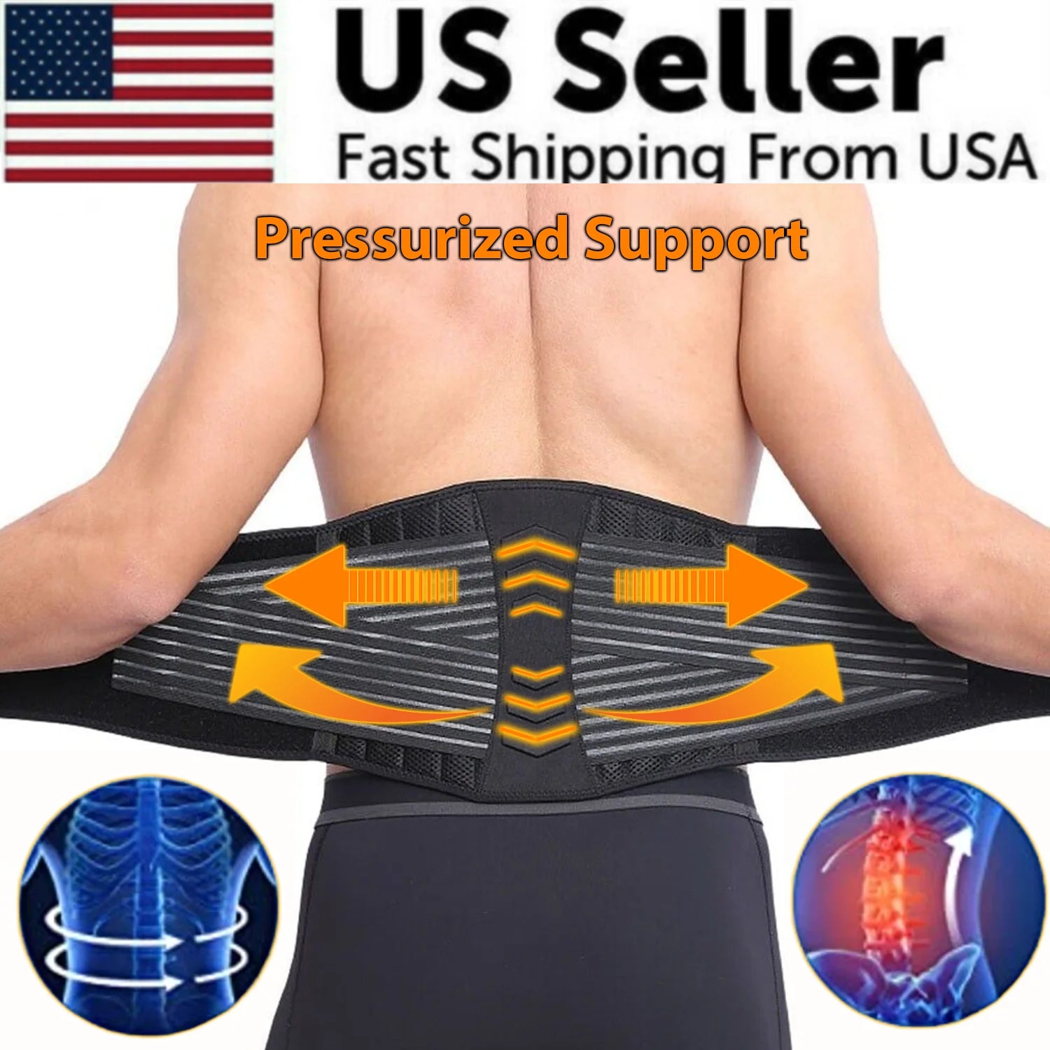 Lower Back Support Brace Double Pull Waist Belt Men Women