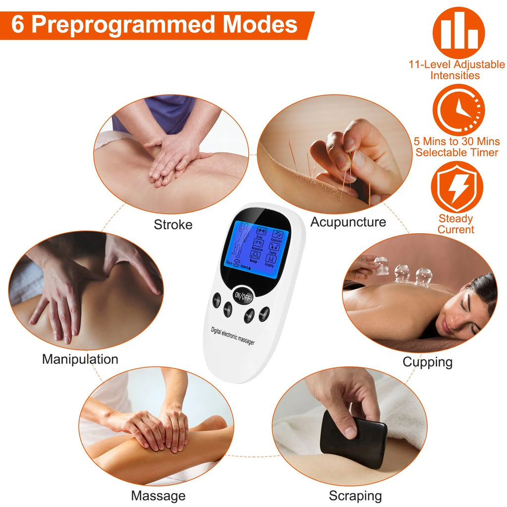 Electric Muscle Stimulator with 8 Electrode Pads