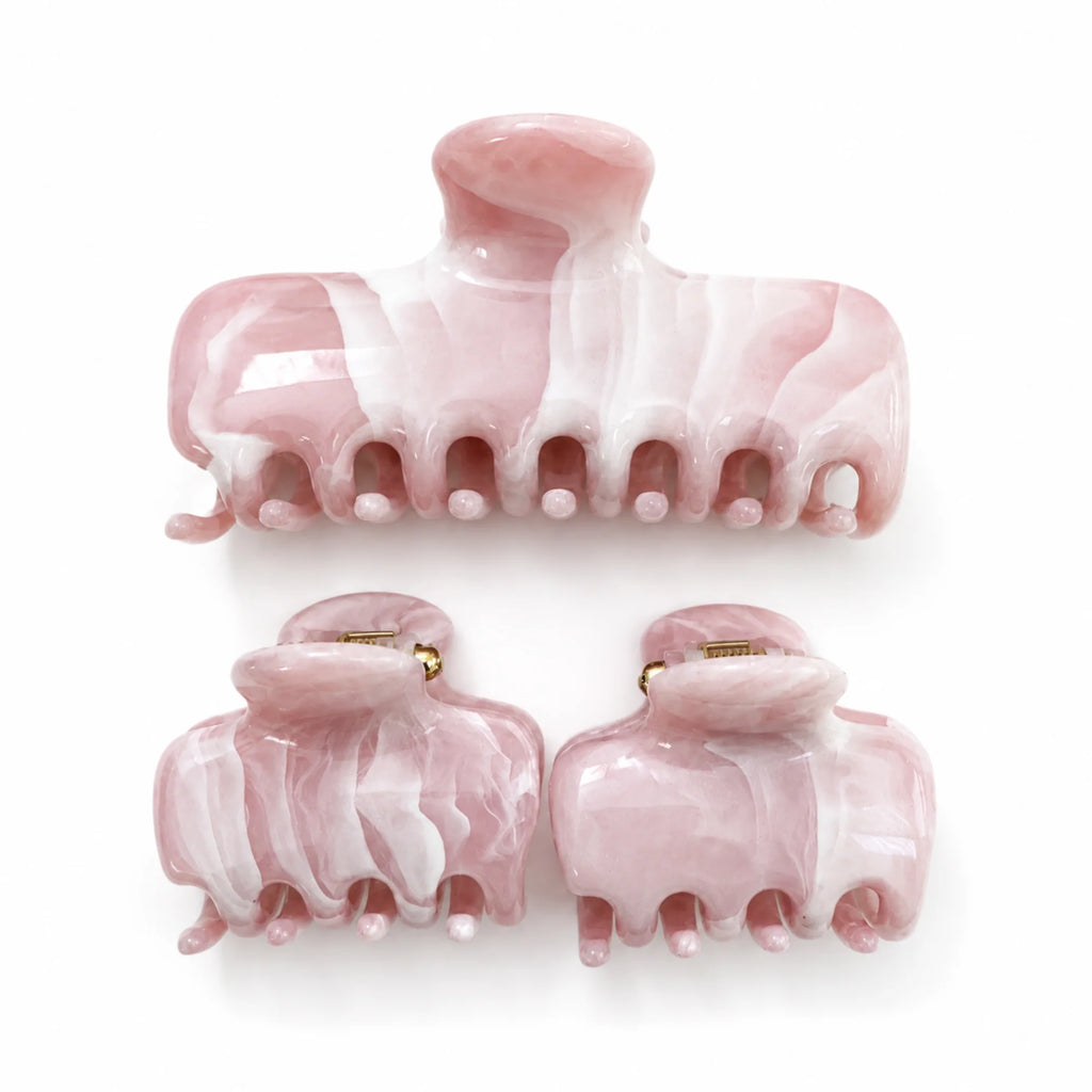 Marble Hair Claw Clip Set – 3 Piece