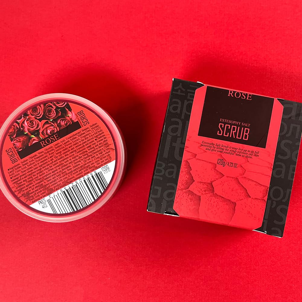Estesophy Salt Scrub_Rose_Korean Salt Body Scrub, Salt Massge, Salt Soap, Body Care, Rose Salt Shower 4.2Oz (120G)