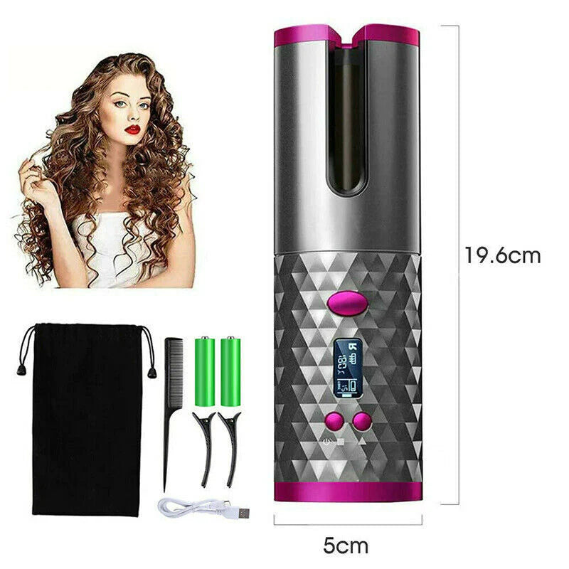 Cordless Hair Curler Auto Rotating Waver Curling Iron