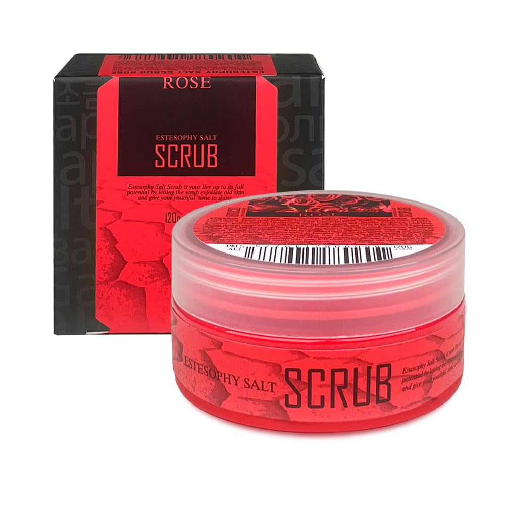 Estesophy Salt Scrub_Rose_Korean Salt Body Scrub, Salt Massge, Salt Soap, Body Care, Rose Salt Shower 4.2Oz (120G)