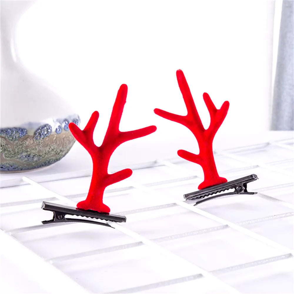 2Pcs Pack Cute Reindeer Ears Hair Clip