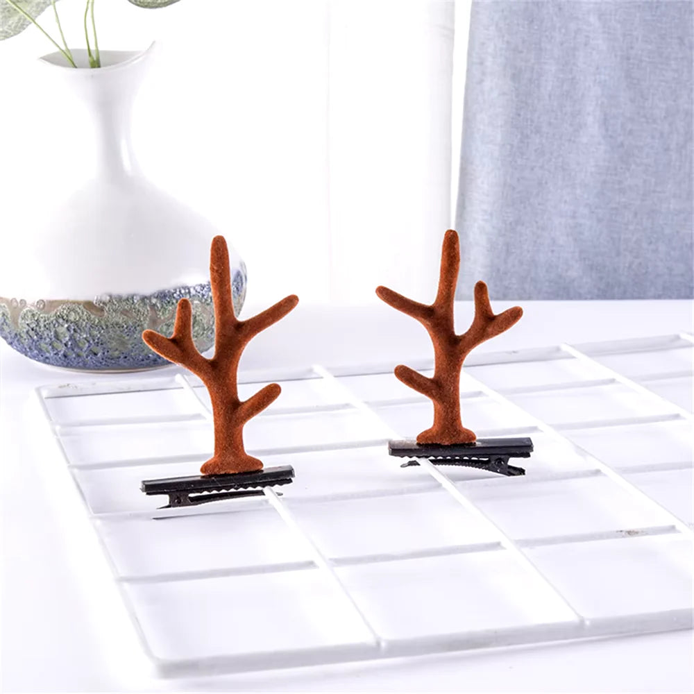 2Pcs Pack Cute Reindeer Ears Hair Clip