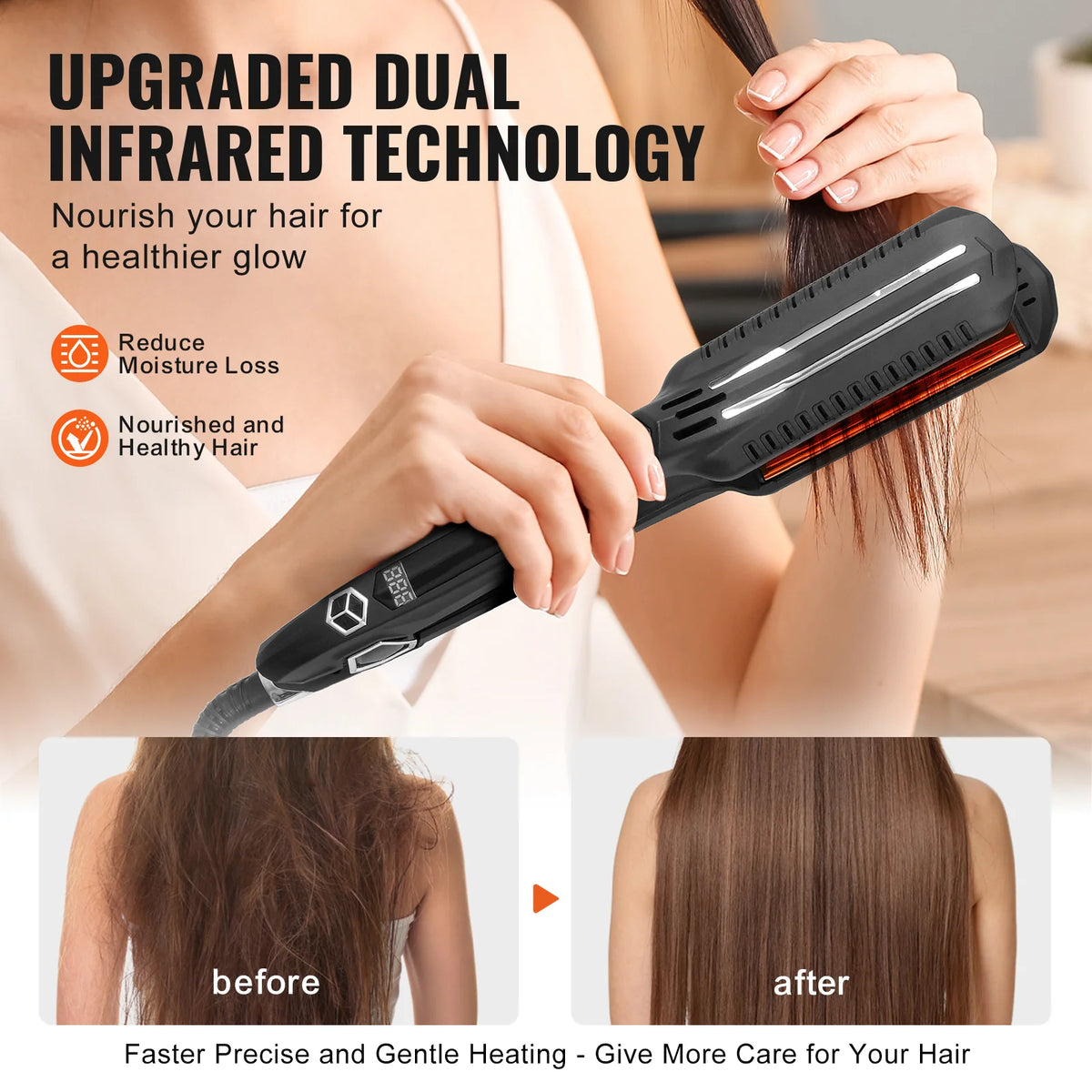 Dual Infrared Hair Straightener, Titanium Flat Iron