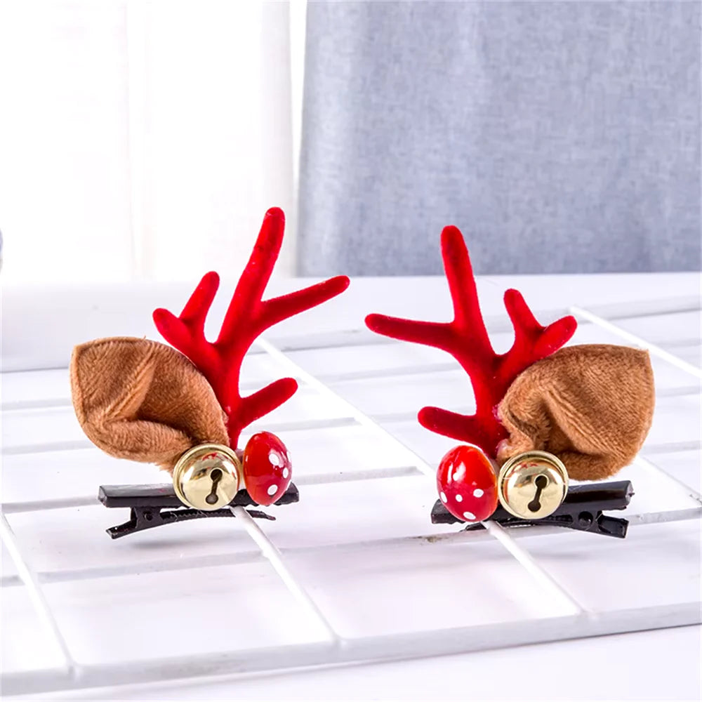 2Pcs Pack Cute Reindeer Ears Hair Clip