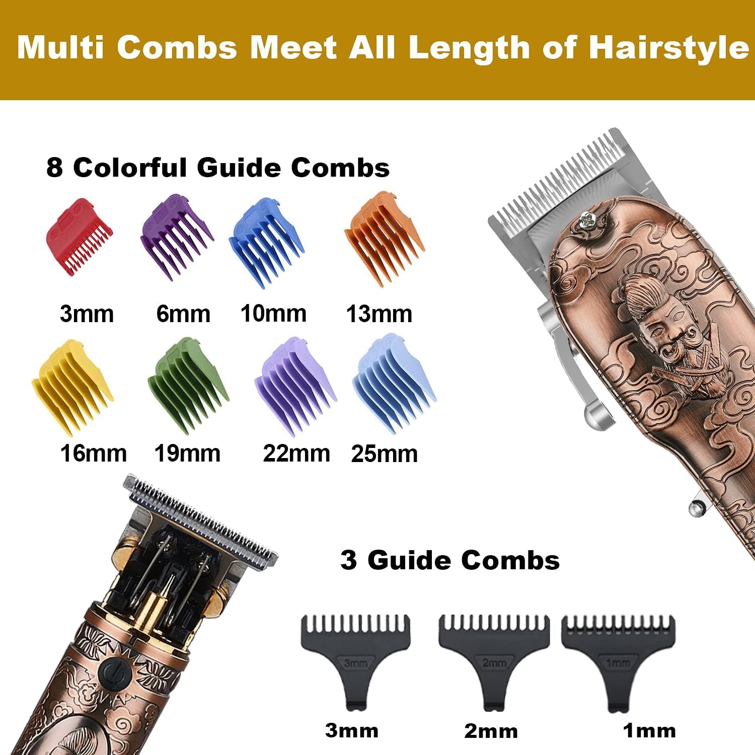 Professional Cordless Hair Clippers Set USB Rechargeable