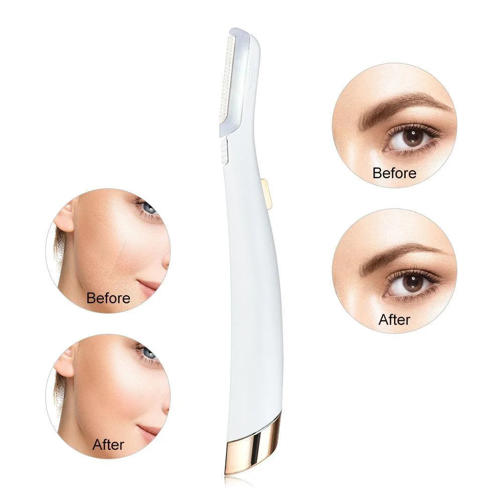 Electric Facial Hair Remover & Eyebrow Trimmer with LED Light
