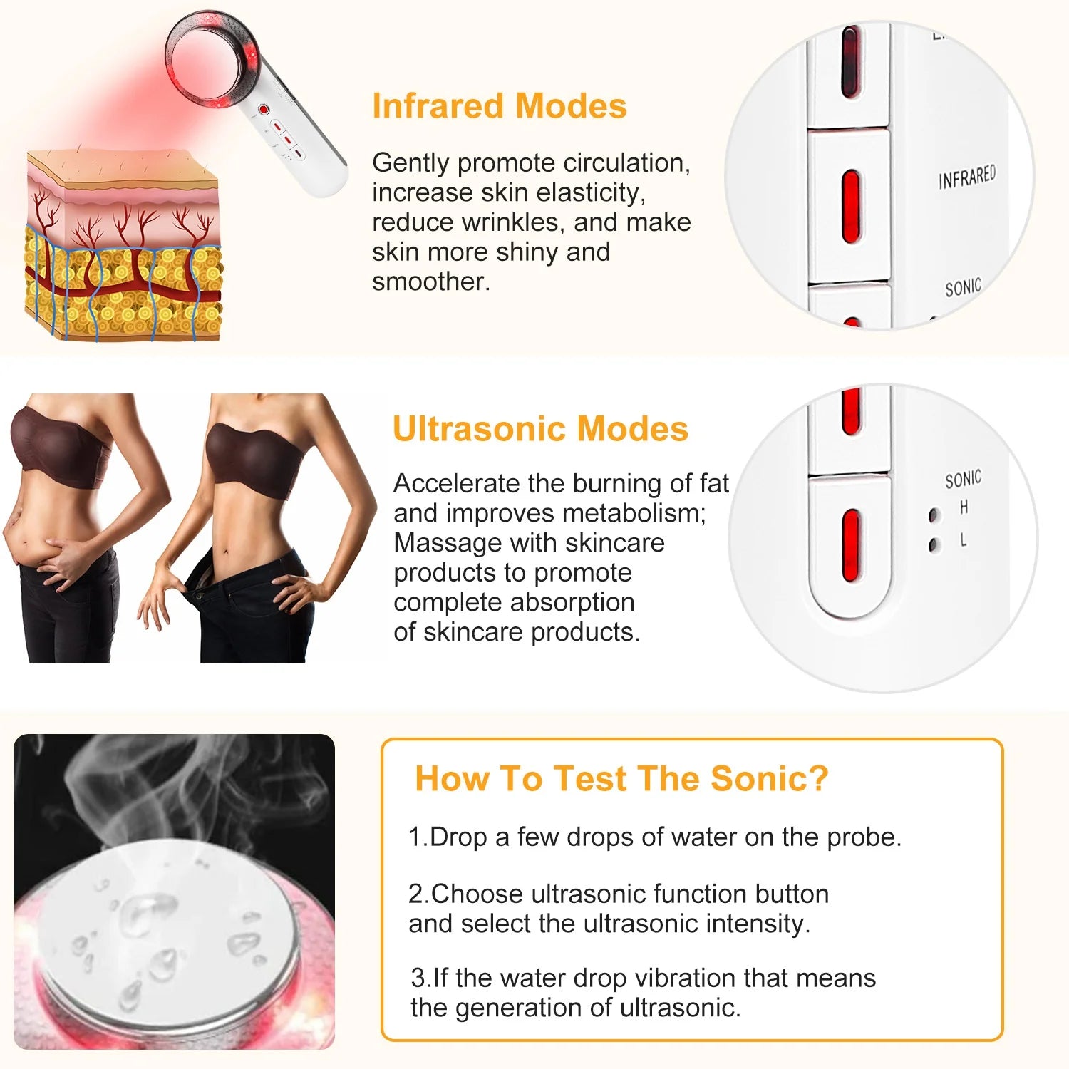 Ultrasonic Body Shaping Machine 3 in 1 Multifunctional EMS Infrared Massager