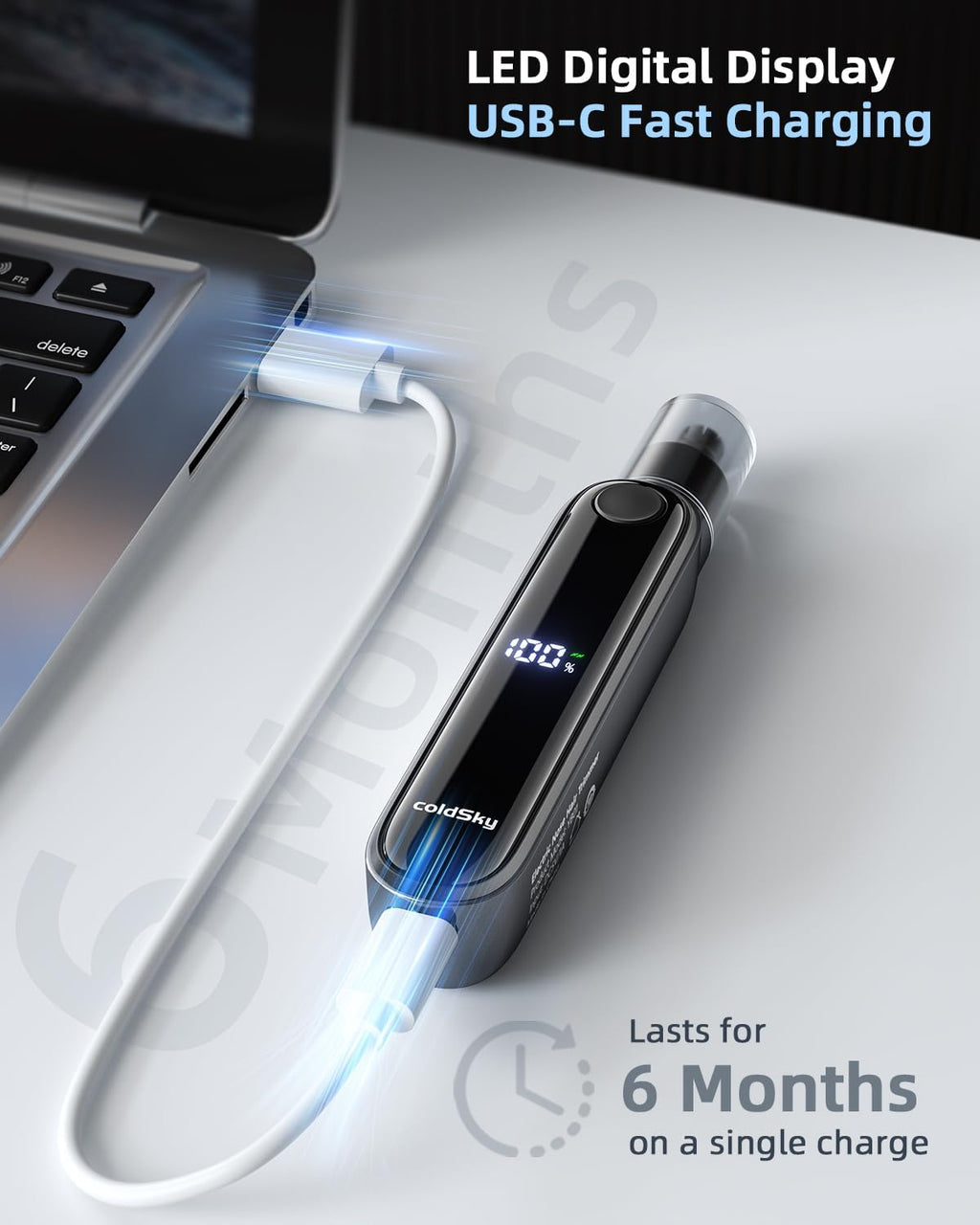 Rechargeable Ear and Nose Hair Trimmer for Men Women, Professional Eyebrow Trimmer with Digital Display, 9000 RPM Powerful Motor and Dual-Edge Blades for Smoother Cutting, 2 Blades, Grey