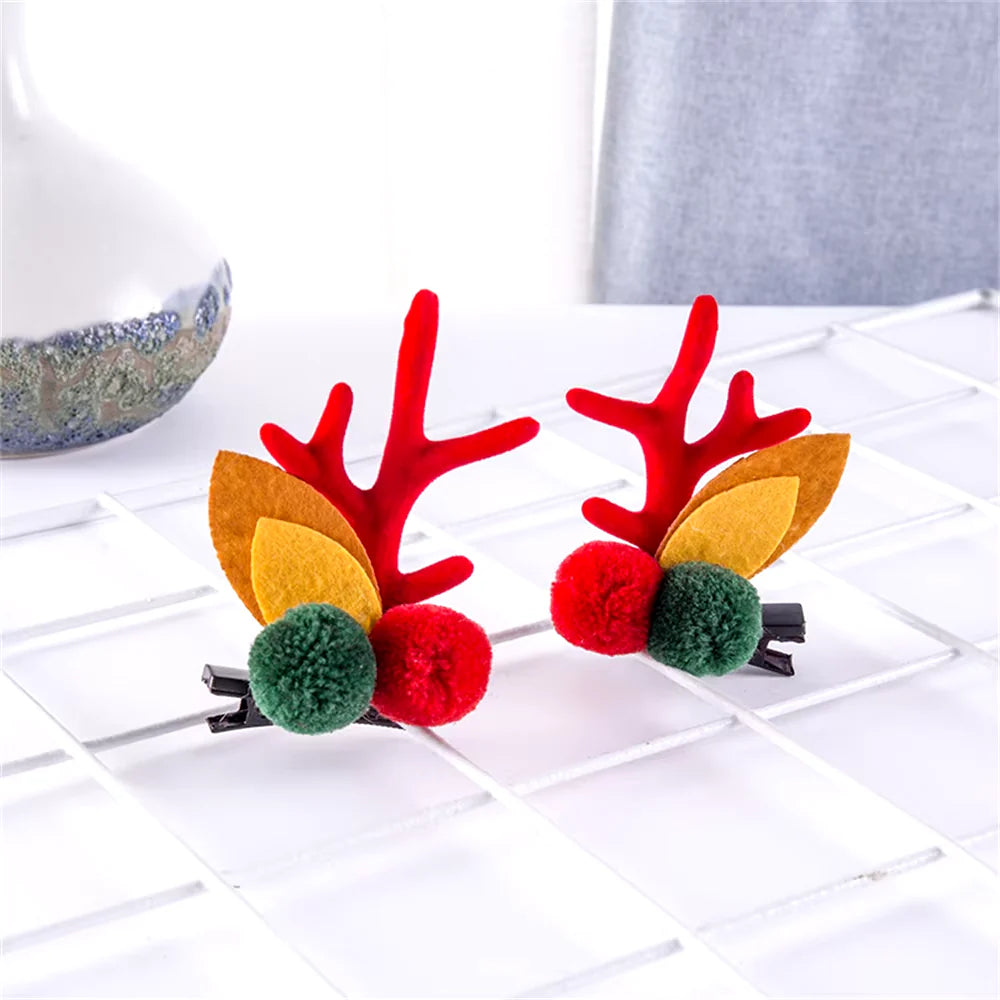2Pcs Pack Cute Reindeer Ears Hair Clip