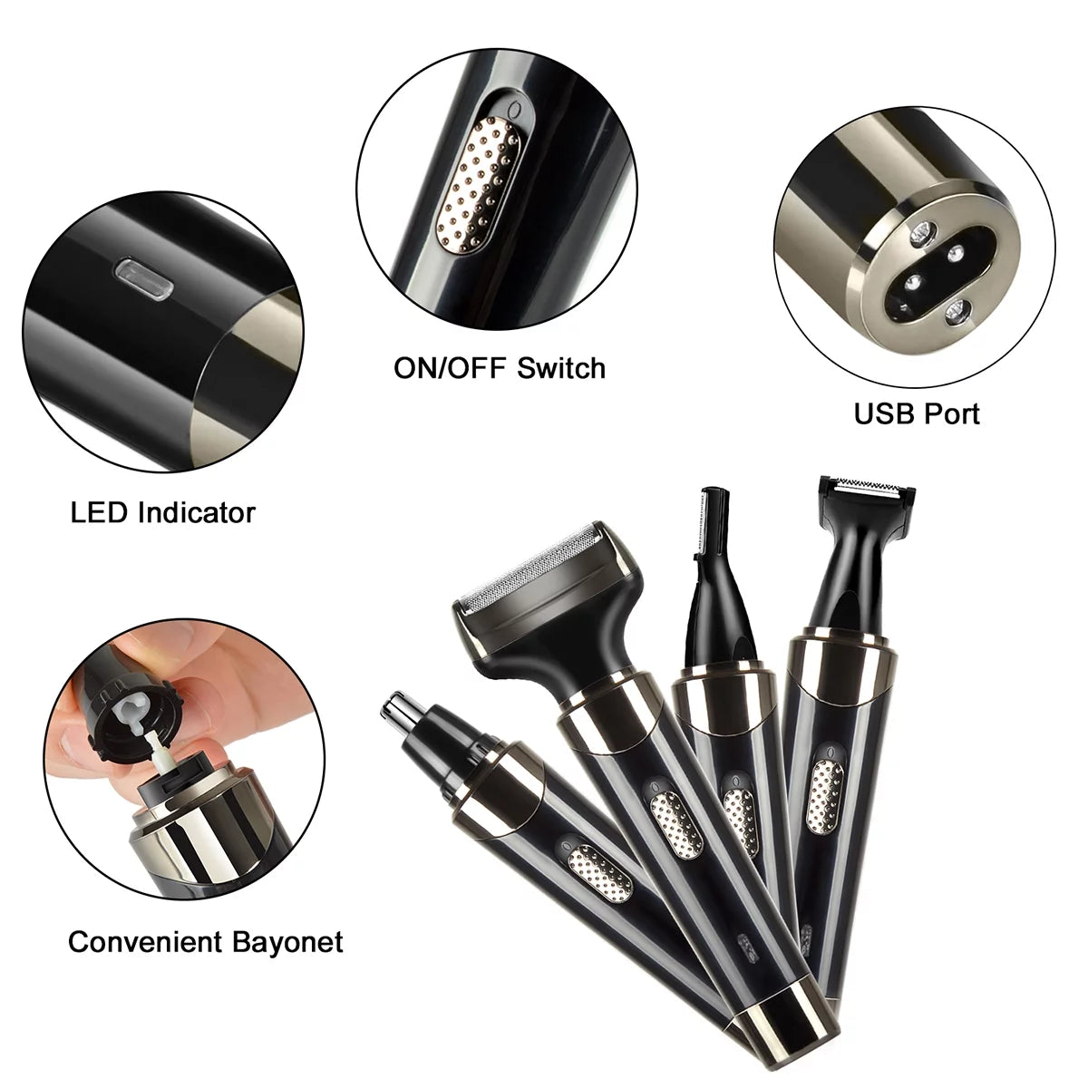 Electric Shaver for Men Women, 4 in 1 Rechargeable Razor Waterproof Painless Epi