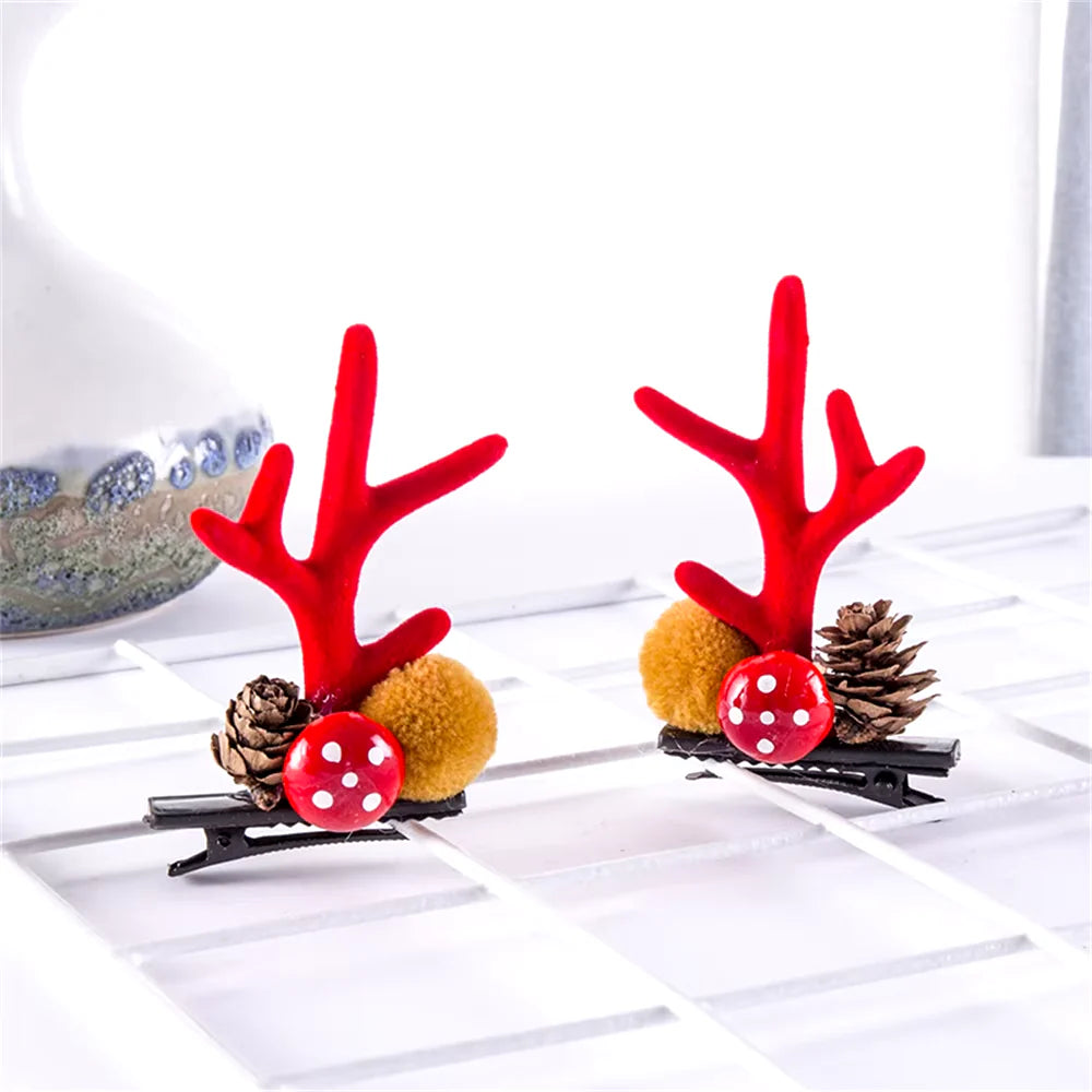 2Pcs Pack Cute Reindeer Ears Hair Clip
