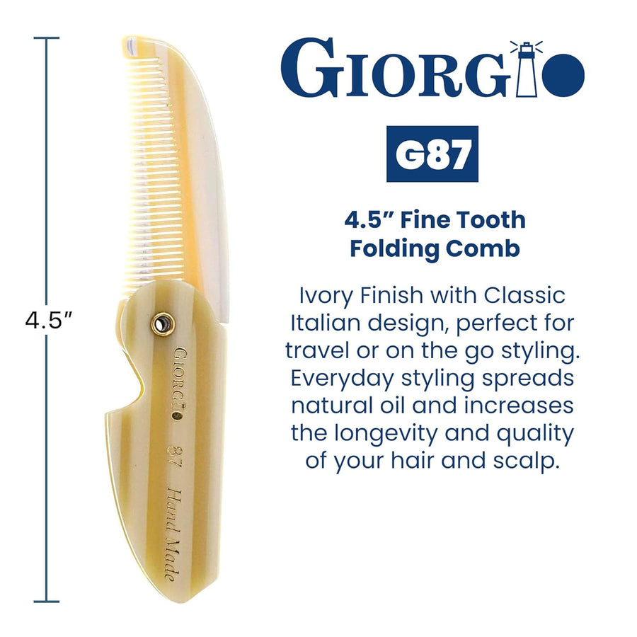 G87 Folding Mustache and Beard Comb, Small Pocket Comb for Men Everyday Grooming and Hair Care. Handmade, Saw-Cut and Hand Polished Styling Men'S Folding Combs. Ivory 4.5 Inch