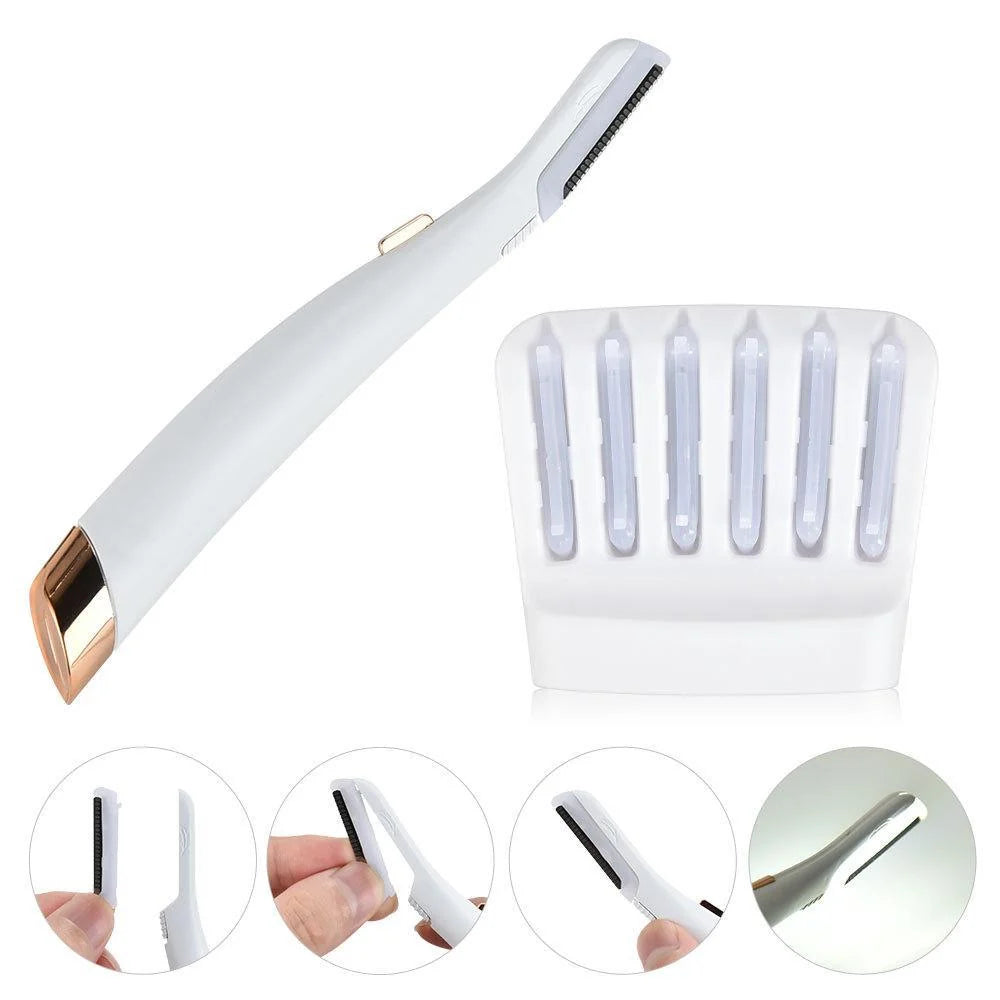 Electric Facial Hair Remover & Eyebrow Trimmer with LED Light