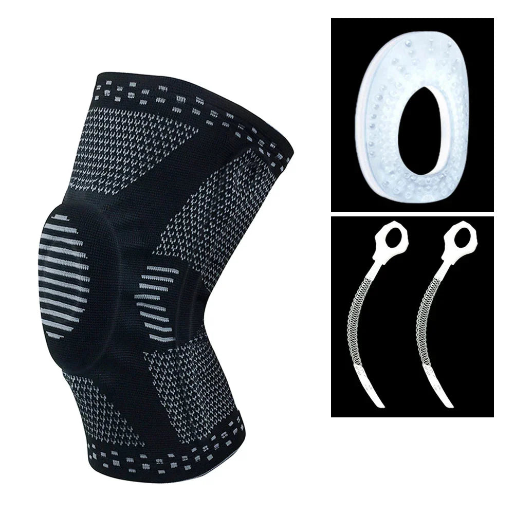 Black Adjustable Knee Support Sleeve with Side Stabilizers