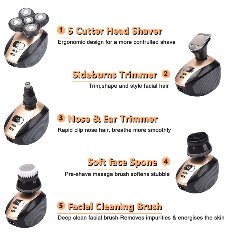 5-In-1 Rechargeable Rotary Electric Shaver