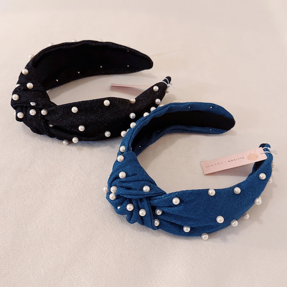 Pearls and Denim Knotted Headband