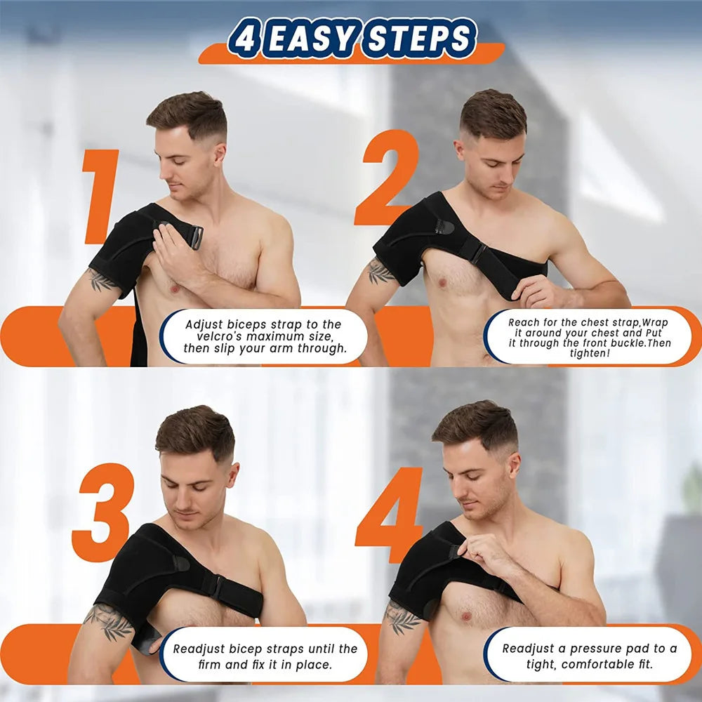 Adjustable Shoulder Brace for Men and Women for Torn Rotator Cuff, Arm Sling Shoulder Immobilizer Compression Sleeve
