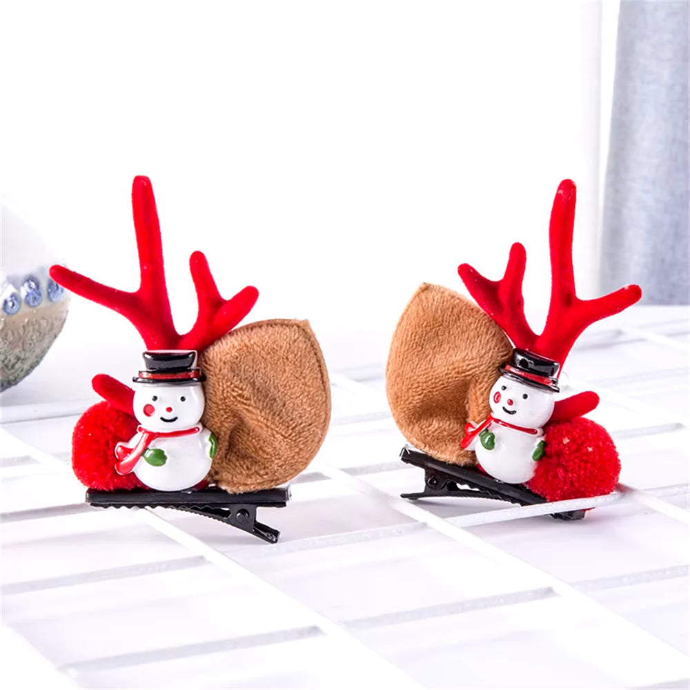 2Pcs Pack Cute Reindeer Ears Hair Clip