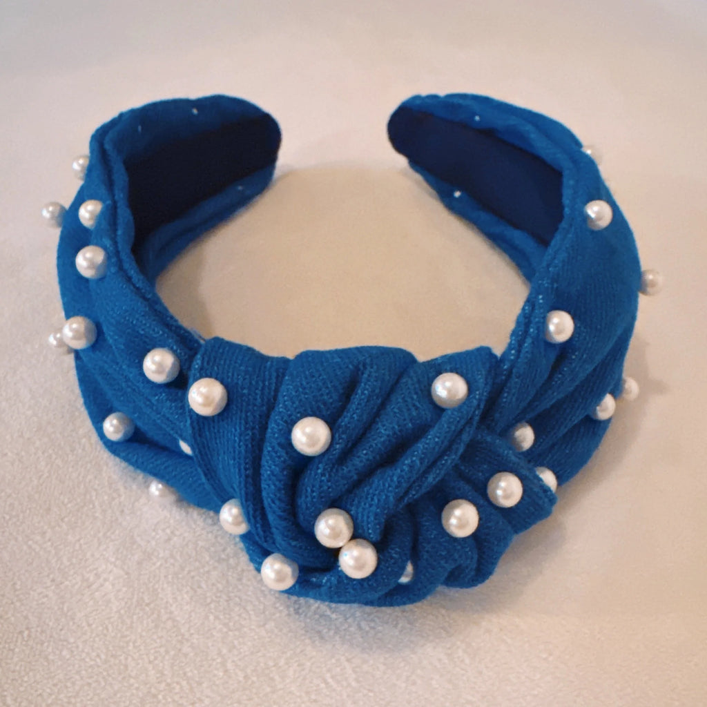 Pearls and Denim Knotted Headband