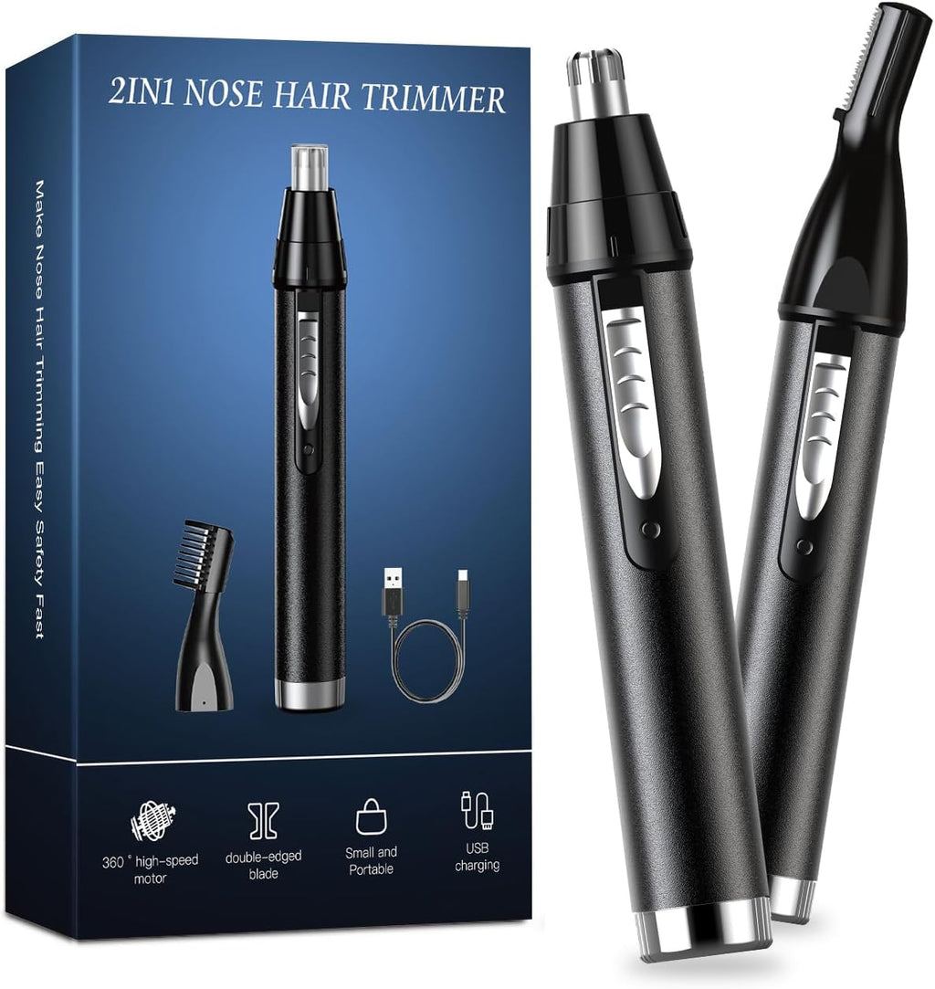 Nose Hair Trimmers for Men ，Nose Hair Trimmer Rechargeable -2023 Professional Painless Nose Clipper Ear & Facial Hair Trimmer-Ipx7 Waterproof Dual Edge Blades for Easy Cleansing