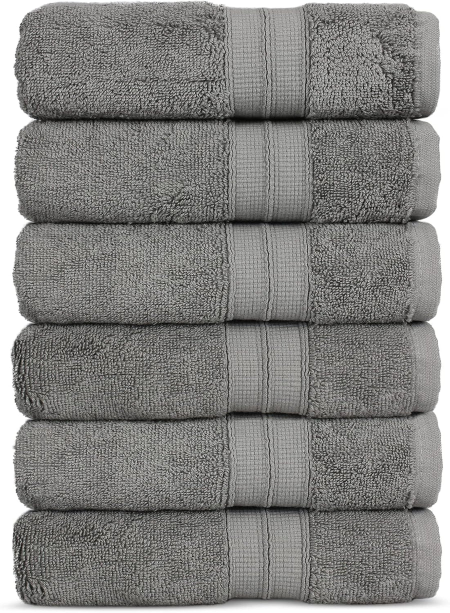 Soft & Absorbent Premium Cotton Turkish Towels (Gray, 6-Piece Hand Towels)