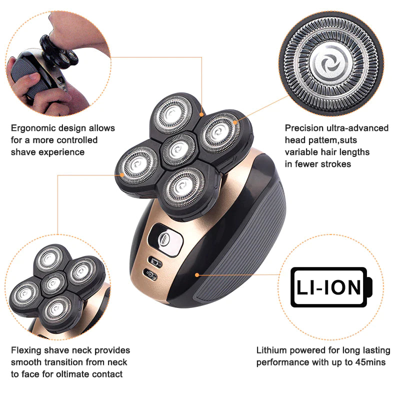 5-In-1 Rechargeable Rotary Electric Shaver