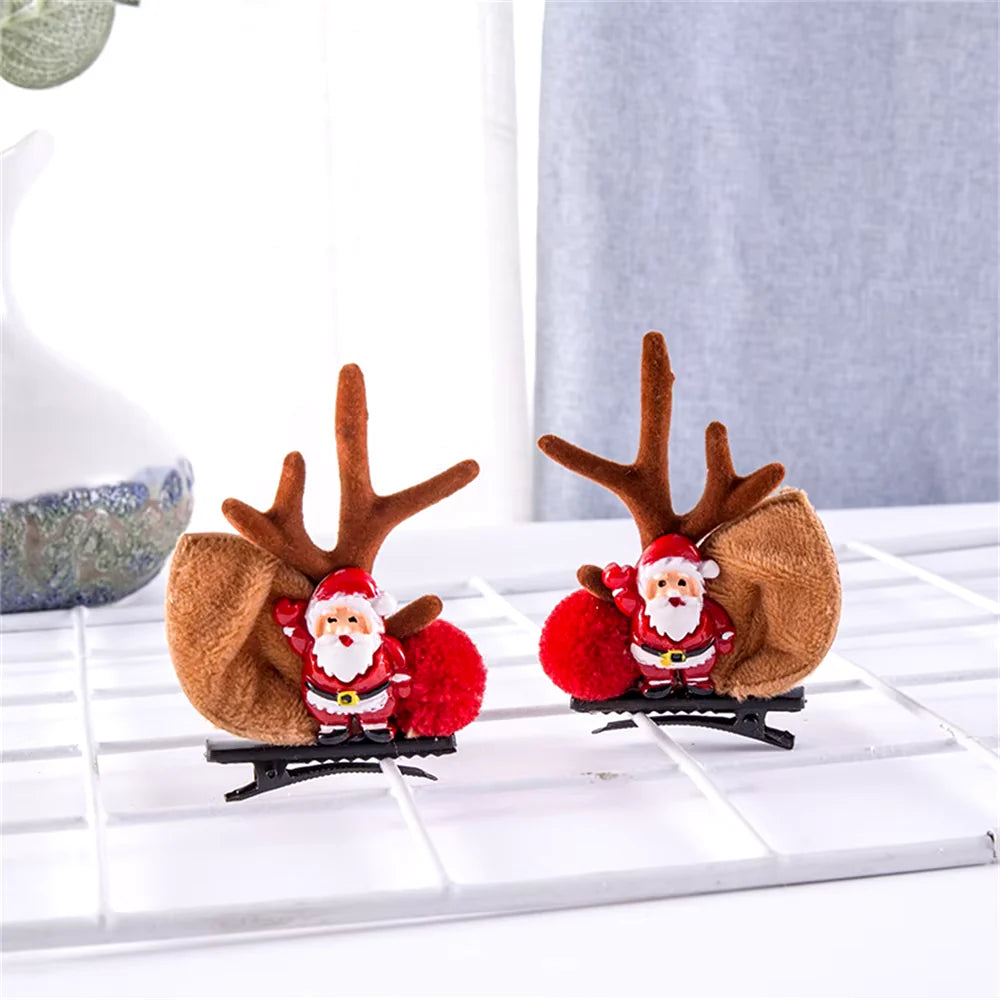 2Pcs Pack Cute Reindeer Ears Hair Clip