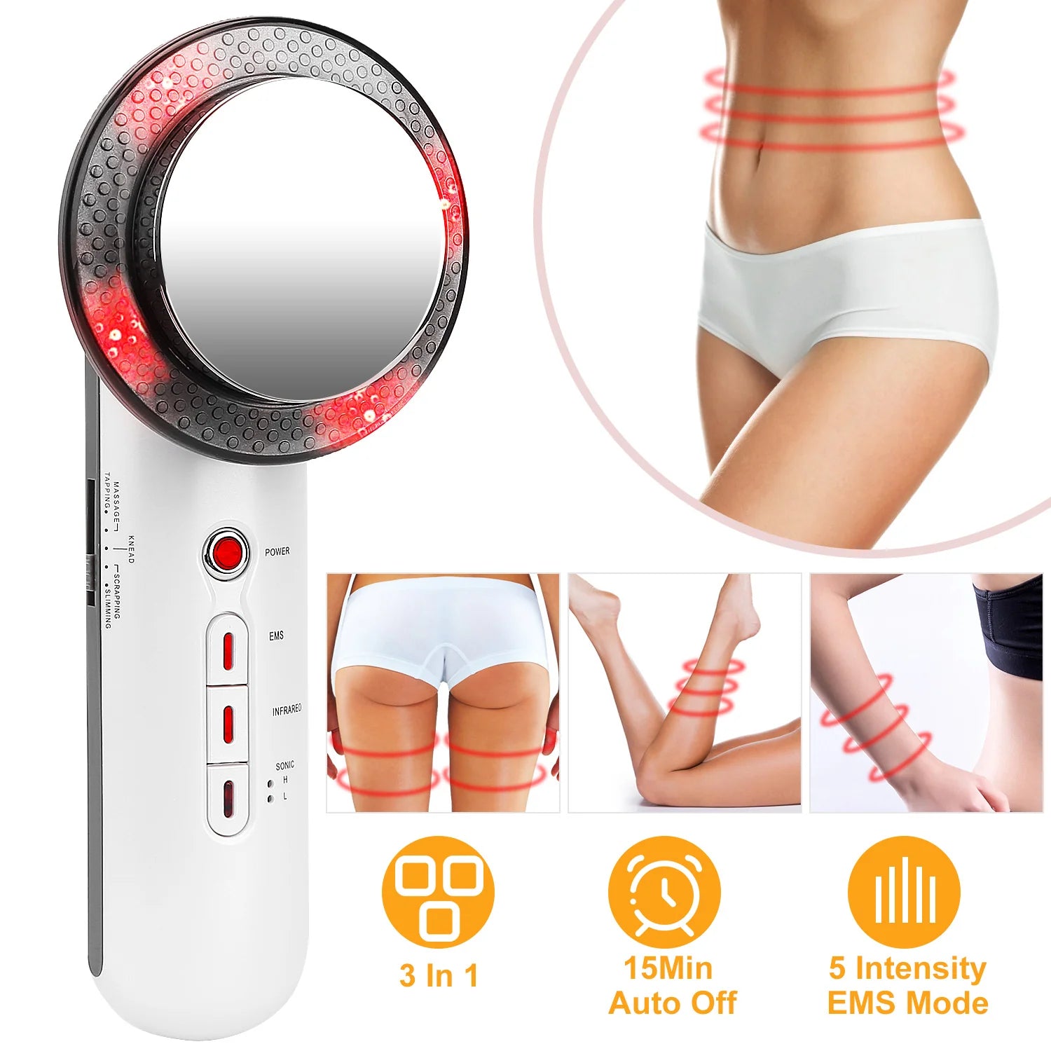 Ultrasonic Body Shaping Machine 3 in 1 Multifunctional EMS Infrared Massager