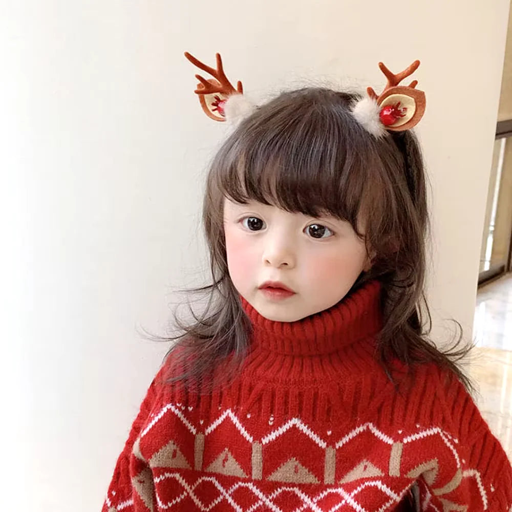 2Pcs Pack Cute Reindeer Ears Hair Clip