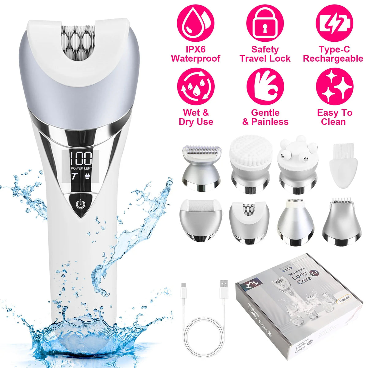 7 in 1 Electric Razor for Women Hair Removal