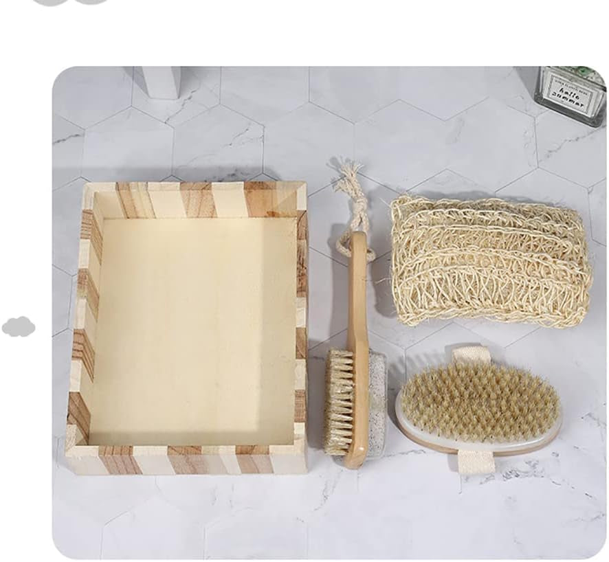 Bathing Set Wash Body Massage Tool Bath Sponge Feet Scrubber Bath Brush Exfoliating Body Care Skin Shower Brush Wet and Dry Brushing for Heart-Shaped Gift Box Bath Set,5Pcs Type 3