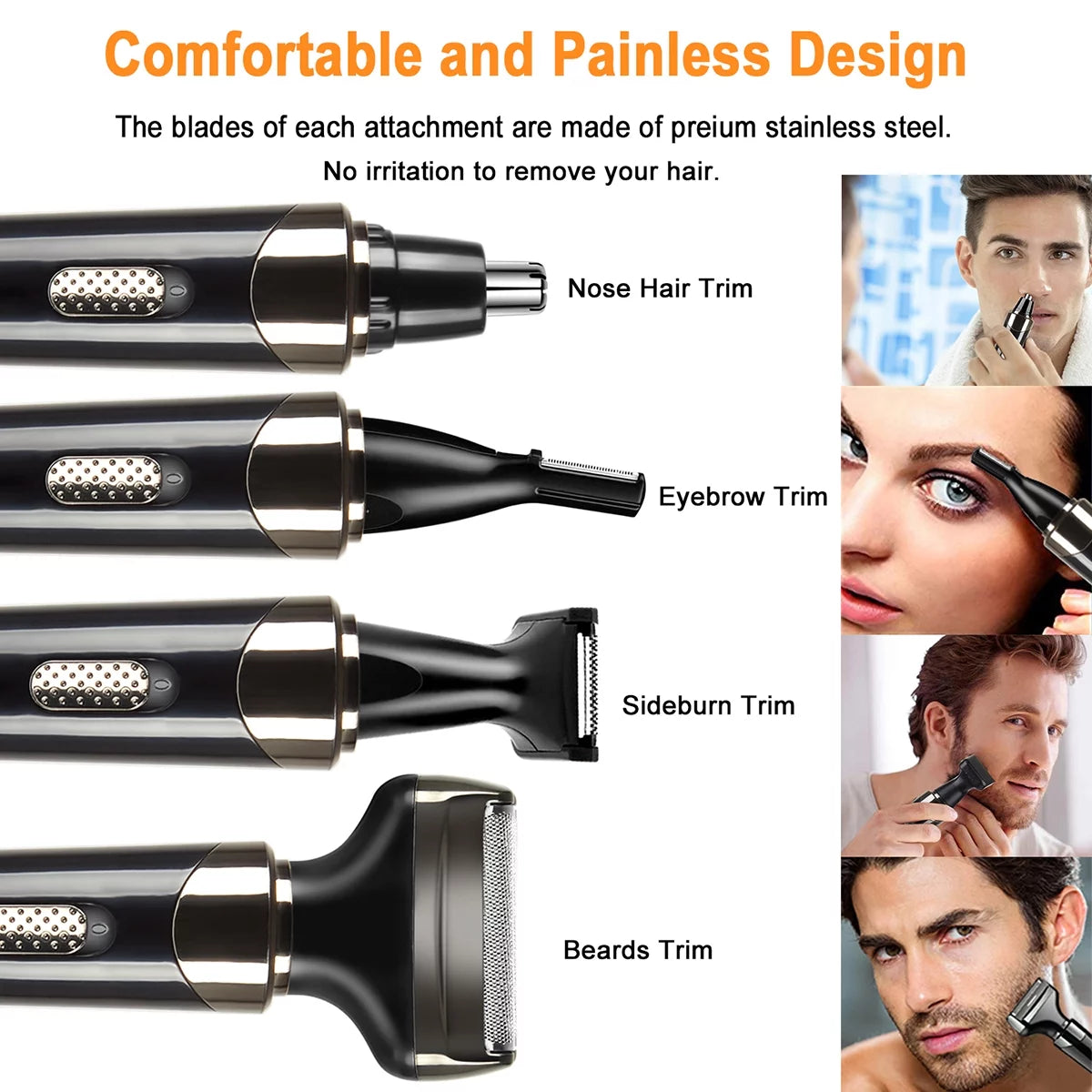Electric Shaver for Men Women, 4 in 1 Rechargeable Razor Waterproof Painless Epi
