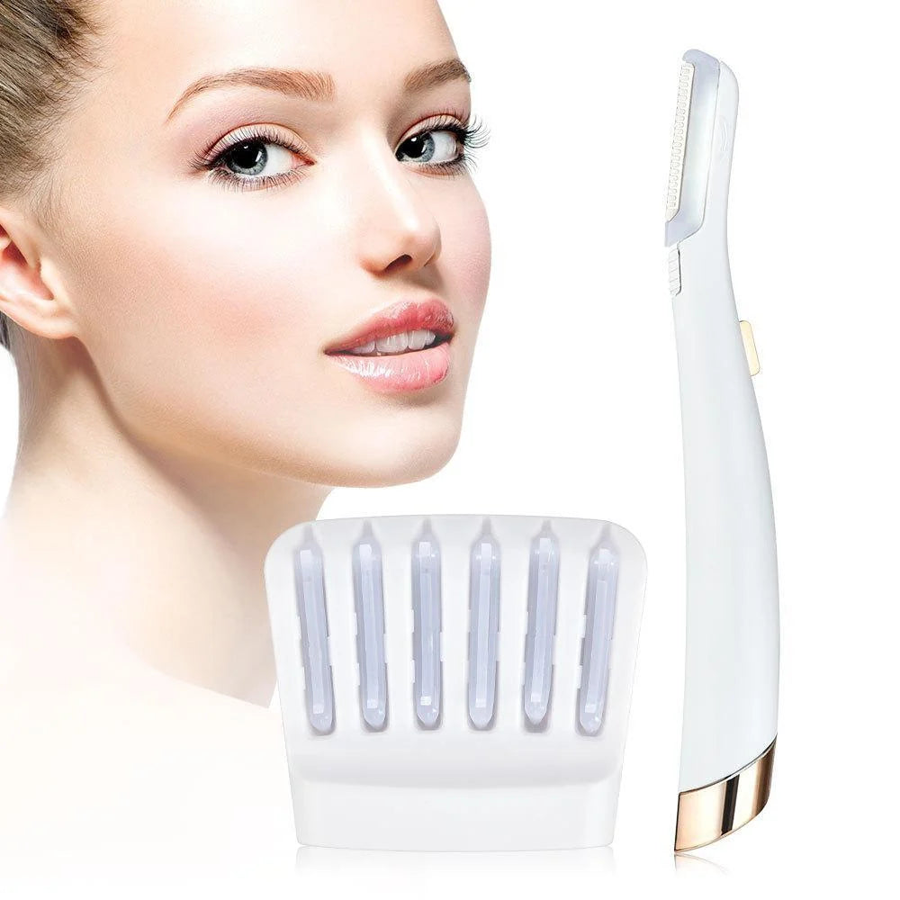 Electric Facial Hair Remover & Eyebrow Trimmer with LED Light
