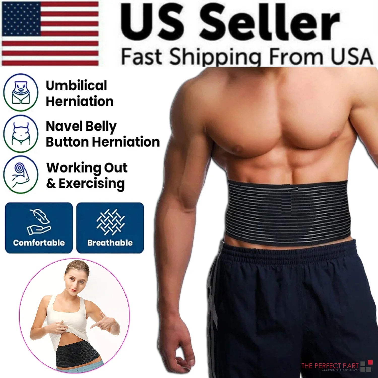 Umbilical Hernia Belt for Men and Women Abdominal Support