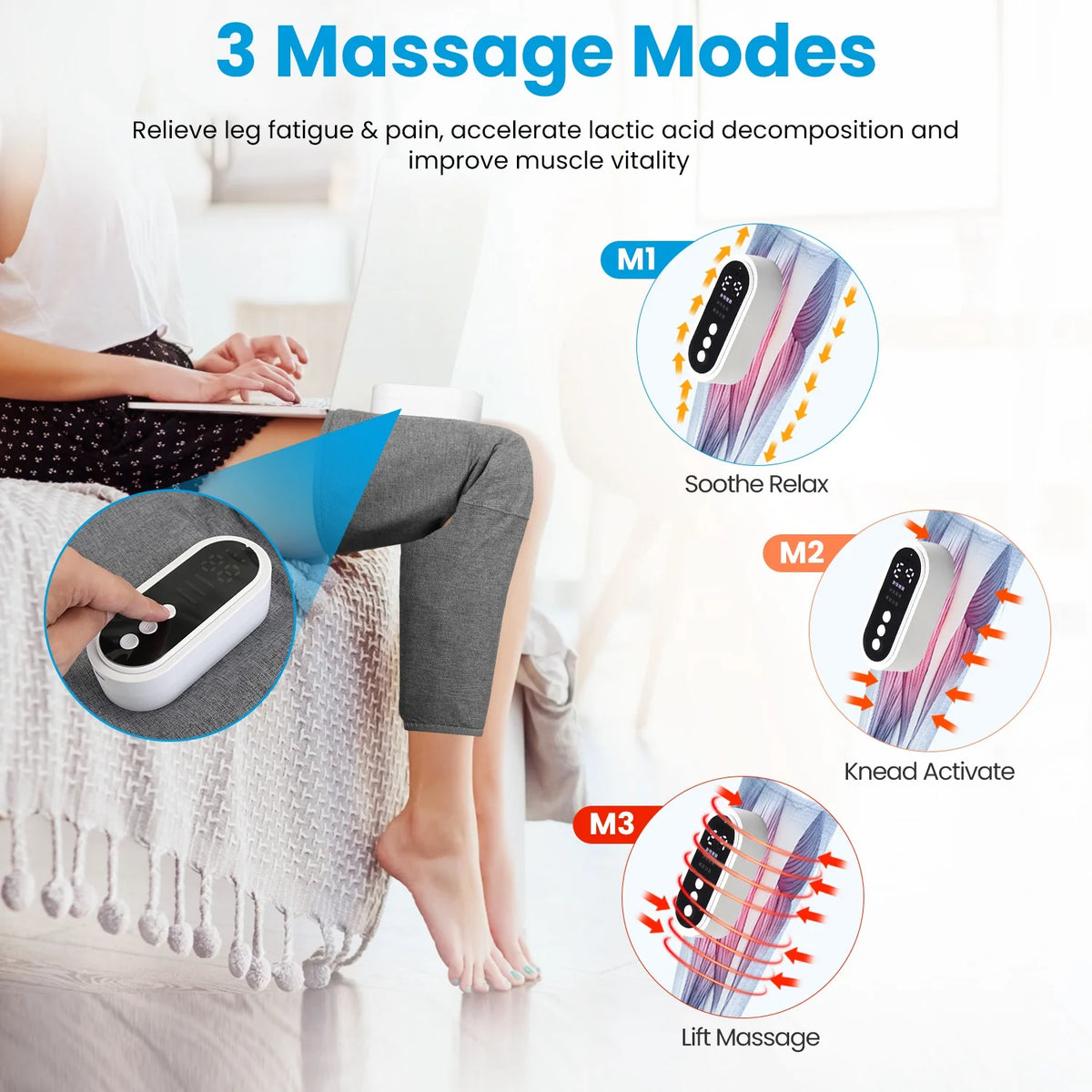 1PCS Cordless Leg Air Compression Massager with Heat