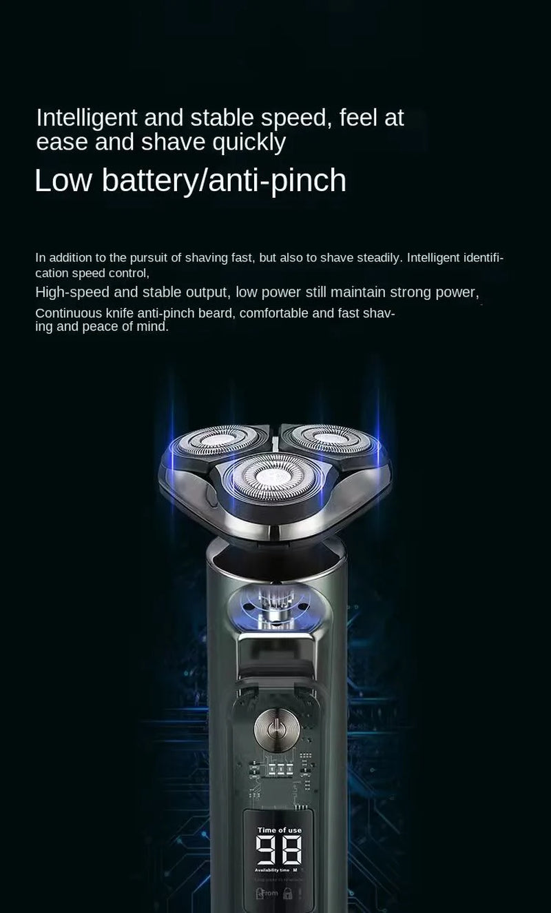 Men's Washable Travel Electric Shaver Triple Head Razor