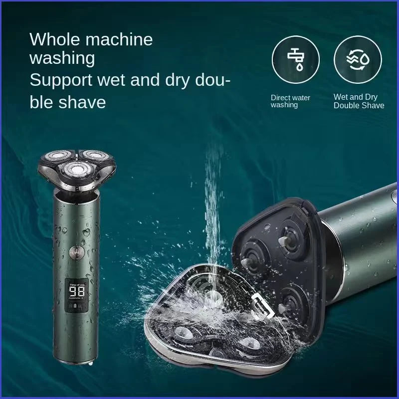 Men's Washable Travel Electric Shaver Triple Head Razor