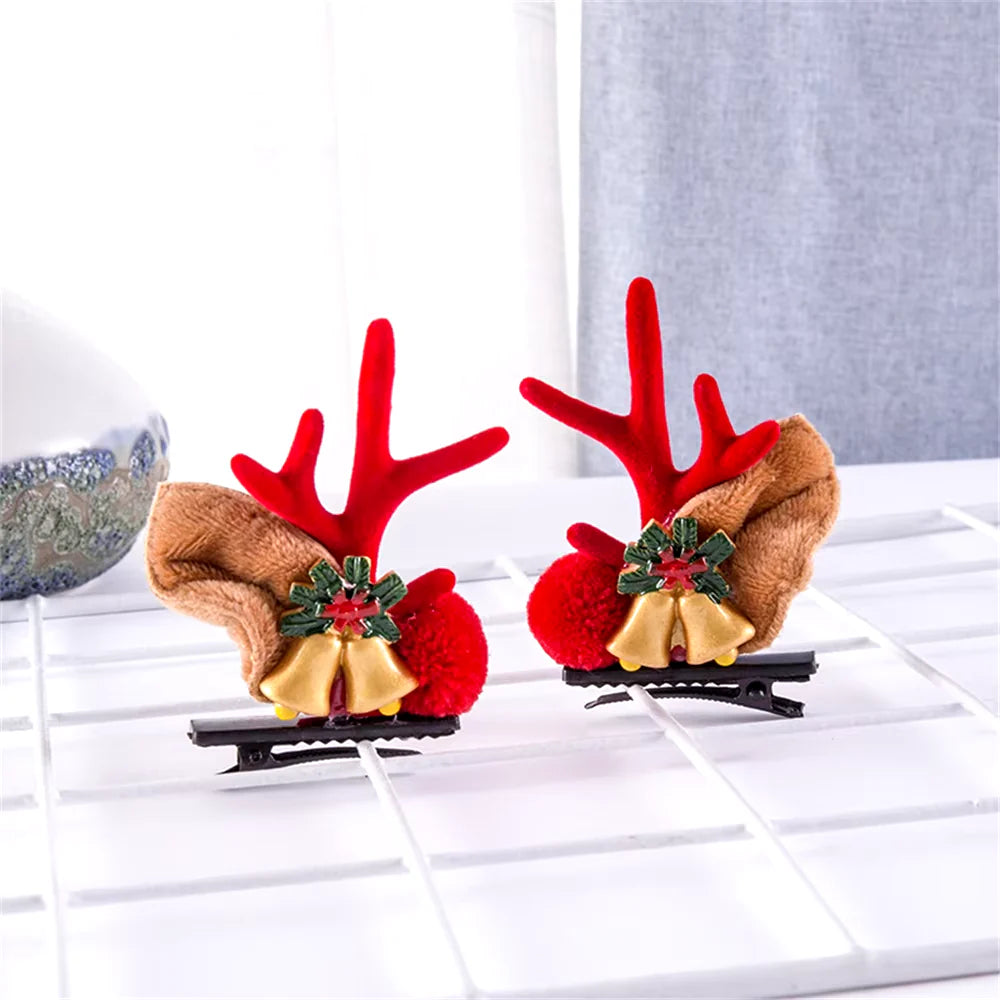 2Pcs Pack Cute Reindeer Ears Hair Clip