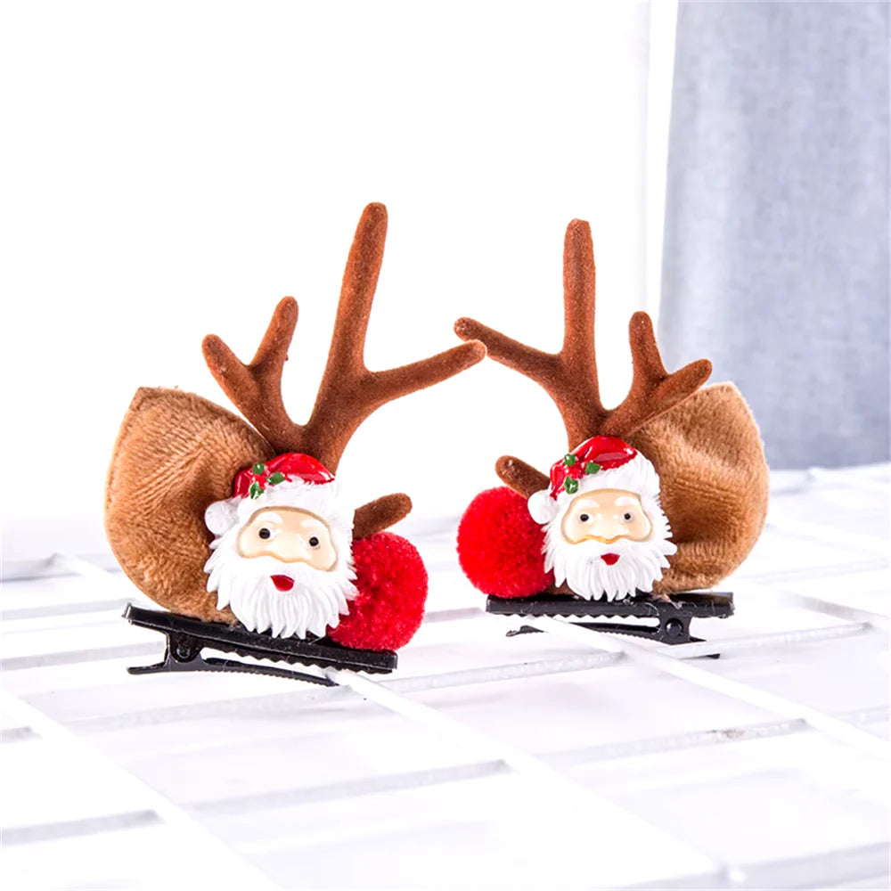 2Pcs Pack Cute Reindeer Ears Hair Clip