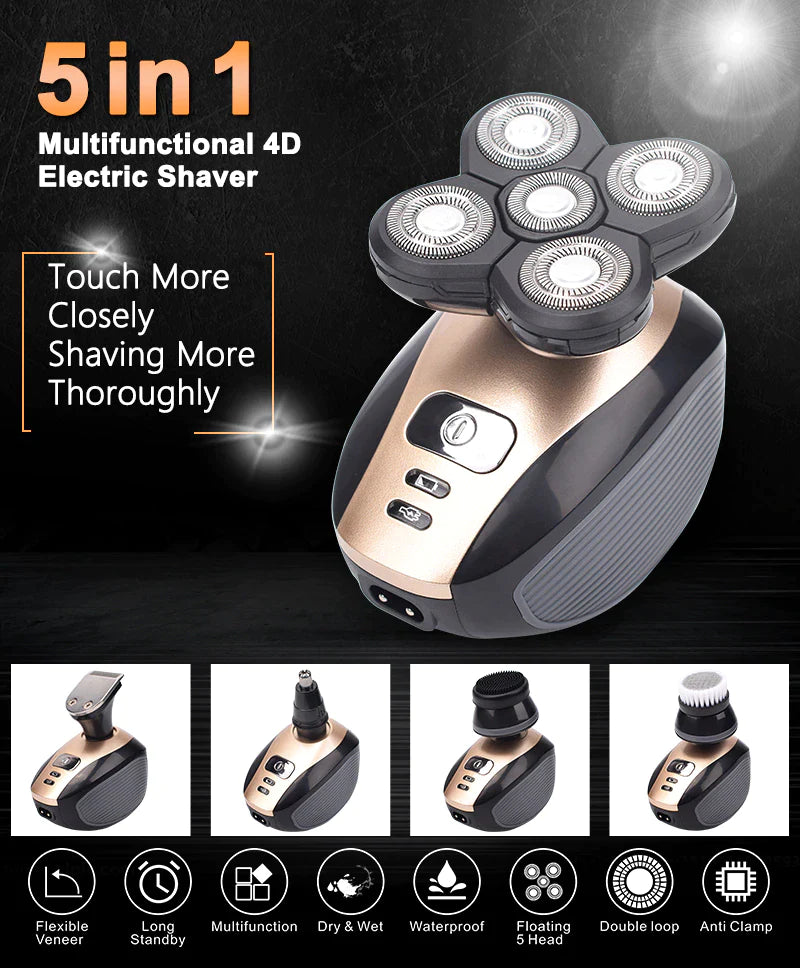 5-In-1 Rechargeable Rotary Electric Shaver