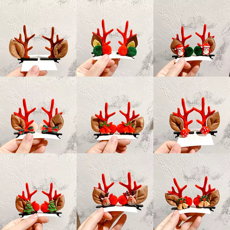2Pcs Pack Cute Reindeer Ears Hair Clip