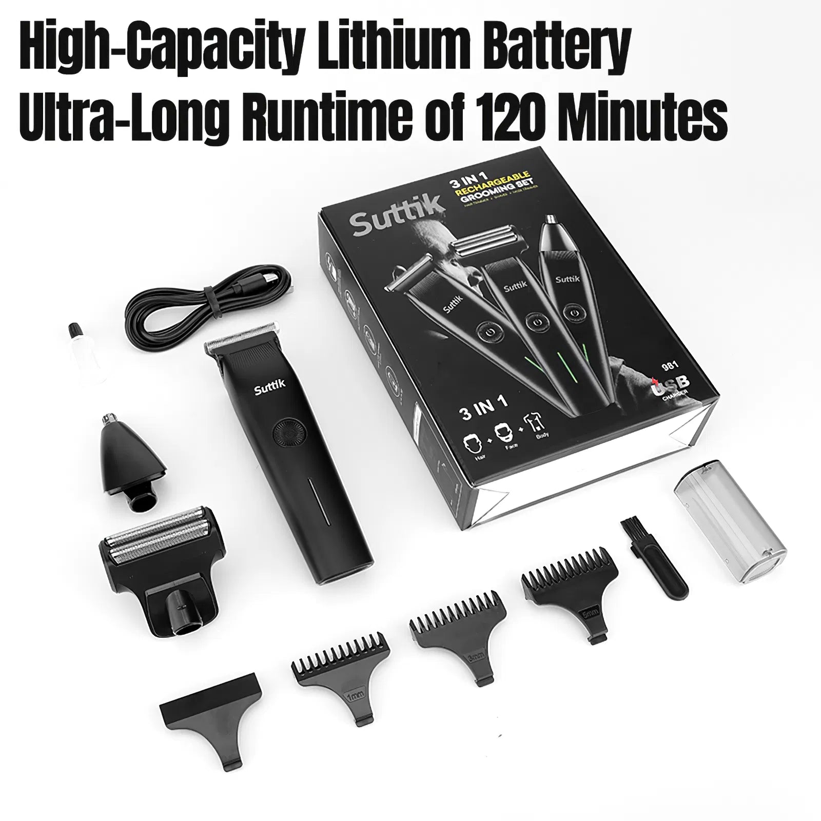 3 in 1 Beard Trimmer, Hair Clippers and Men's Grooming Kit