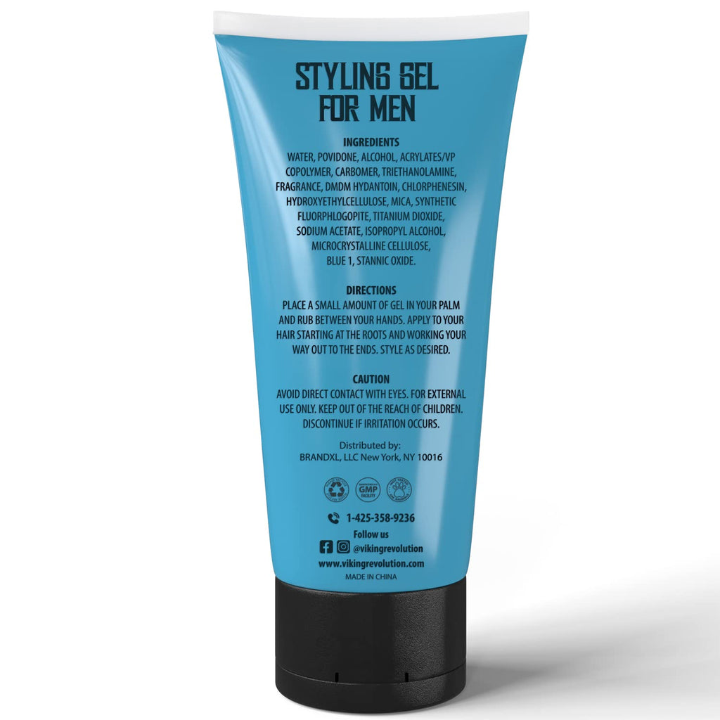 Hair Gel for Men Strong Hold - Mens Hair Gel Extra Strength - Styling Gel for Hair Clear Hair Gel - Firm Hold Gel Hair High Shine Non-Flaking Curly Hair Gel (10Oz)