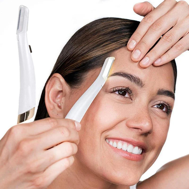 Electric Facial Hair Remover & Eyebrow Trimmer with LED Light